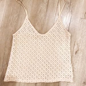 Zara Crochet  Off White Tank Top Size Small
